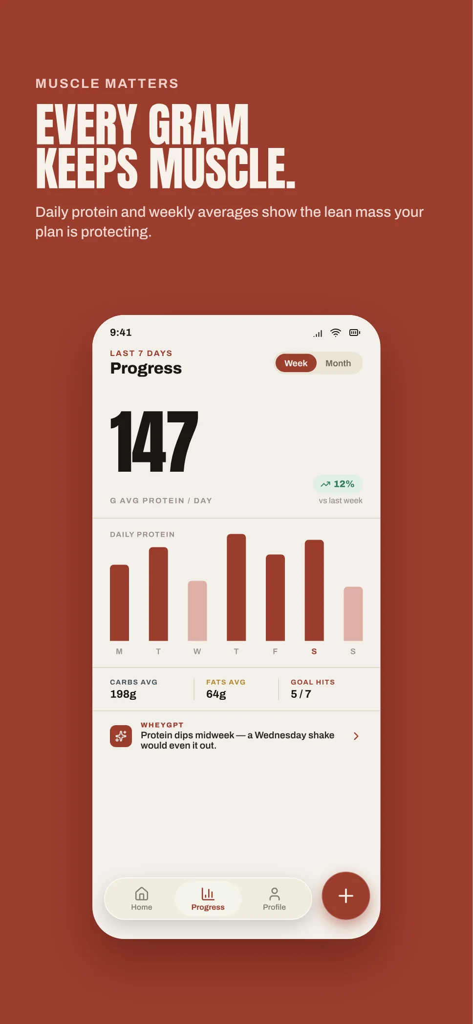 App Store screenshot: every gram keeps muscle